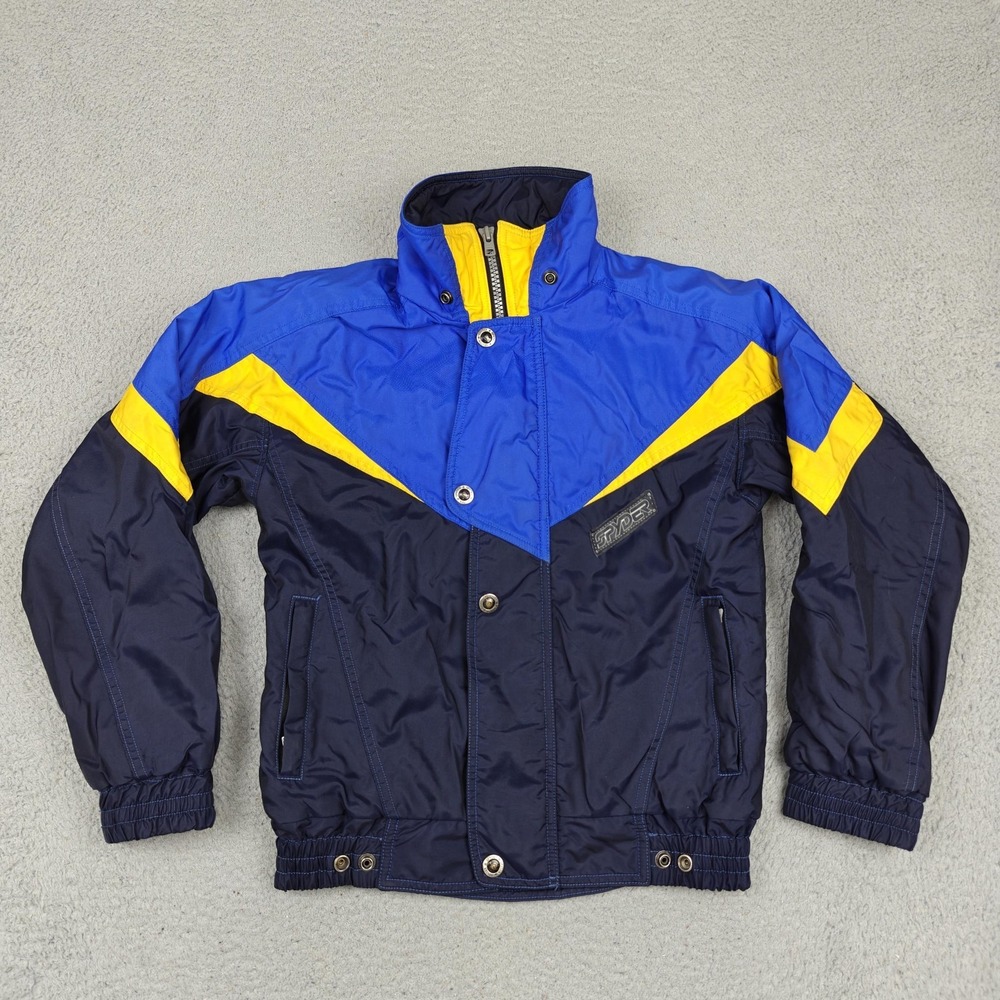 Vintage Spyder Pro Gear Ski Jacket Youth 14 Blue Yellow Colorblock Insulated 90s